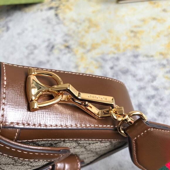 Gucci Horsebit 1955 GG Shoulder Bag Small Beige/Brown - Picture 5 of 9